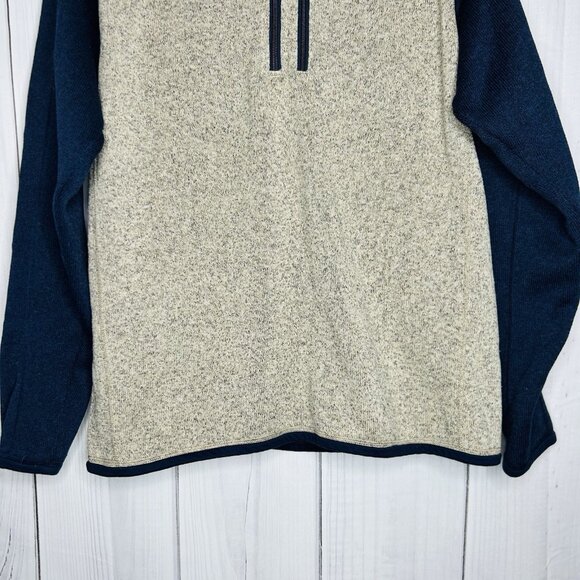 Patagonia Fleece Jacket Mens Sz L Better Sweater 1/4 Zip Pullover Blue Tan - Picture 3 of 7